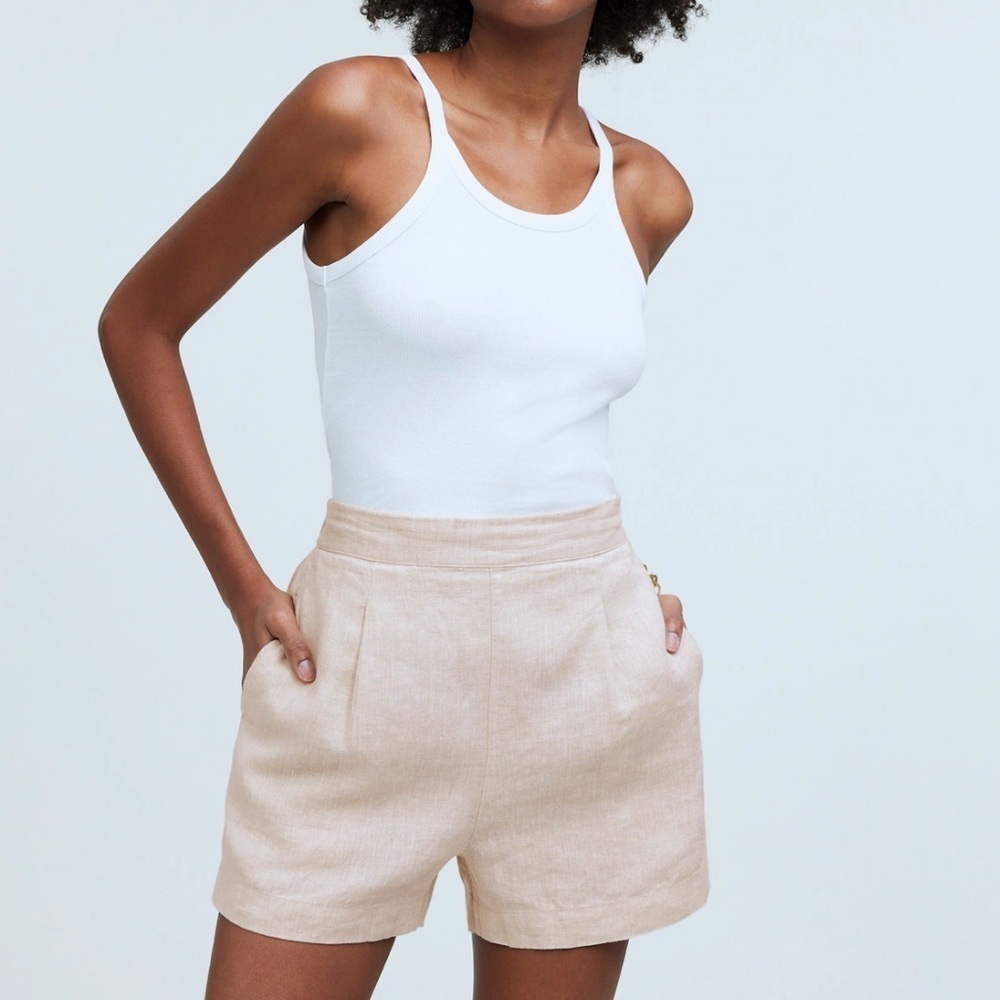 Madewell Women's Cream Shorts Size Large 100% Linen